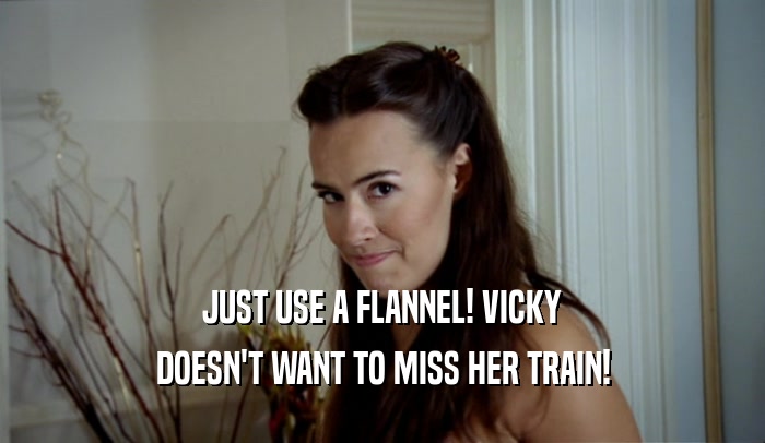 JUST USE A FLANNEL! VICKY DOESN'T WANT TO MISS HER TRAIN! 
