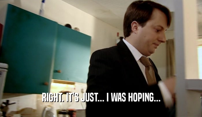 RIGHT. IT'S JUST... I WAS HOPING...  