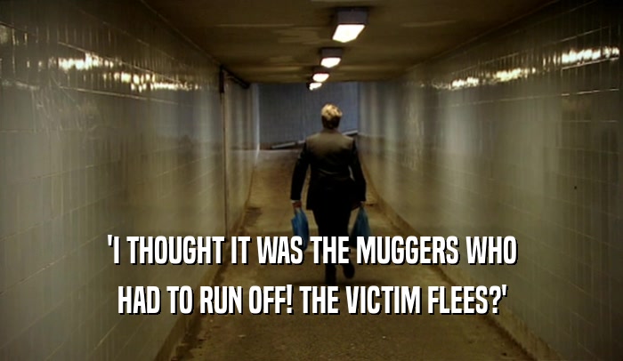 'I THOUGHT IT WAS THE MUGGERS WHO HAD TO RUN OFF! THE VICTIM FLEES?' 