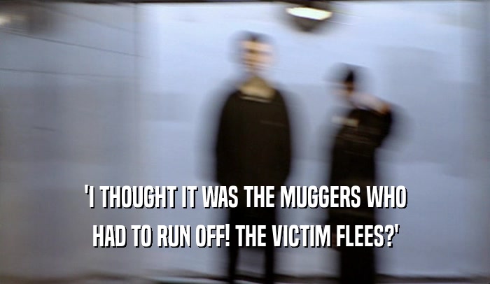 'I THOUGHT IT WAS THE MUGGERS WHO HAD TO RUN OFF! THE VICTIM FLEES?' 