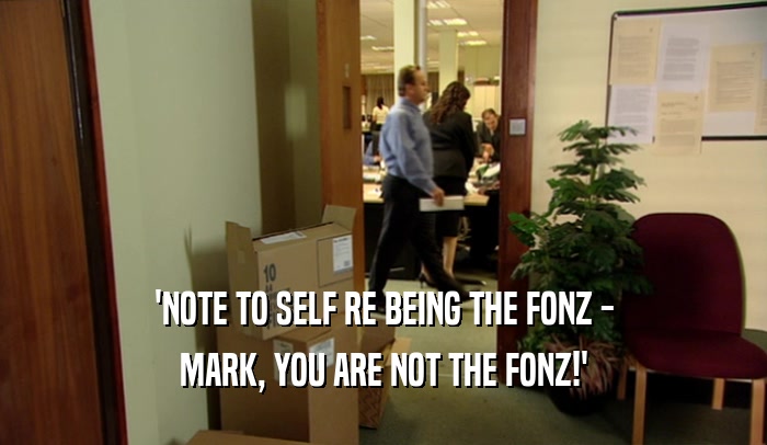'NOTE TO SELF RE BEING THE FONZ - MARK, YOU ARE NOT THE FONZ!' 