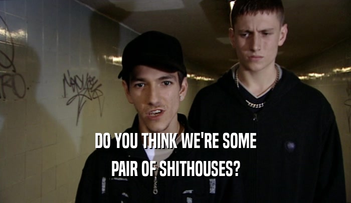DO YOU THINK WE'RE SOME PAIR OF SHITHOUSES? 