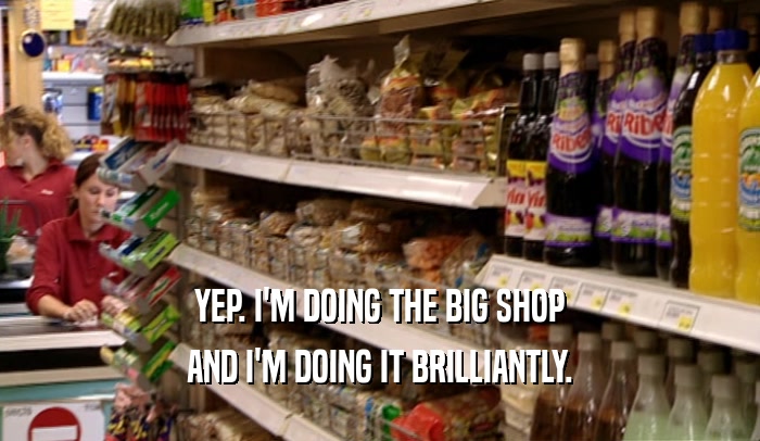 YEP. I'M DOING THE BIG SHOP AND I'M DOING IT BRILLIANTLY. 