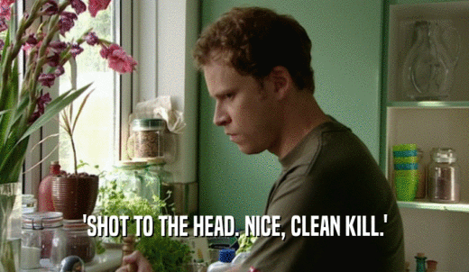 'SHOT TO THE HEAD. NICE, CLEAN KILL.'  