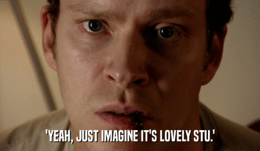 'YEAH, JUST IMAGINE IT'S LOVELY STU.'  