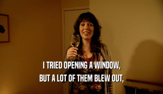 I TRIED OPENING A WINDOW, BUT A LOT OF THEM BLEW OUT, 
