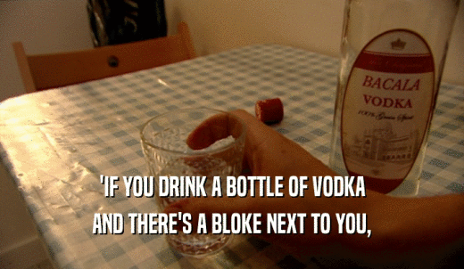 'IF YOU DRINK A BOTTLE OF VODKA AND THERE'S A BLOKE NEXT TO YOU, 