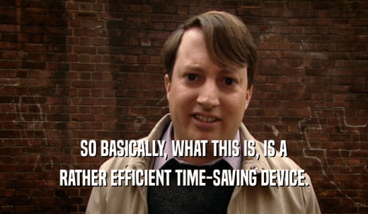 SO BASICALLY, WHAT THIS IS, IS A RATHER EFFICIENT TIME-SAVING DEVICE. 