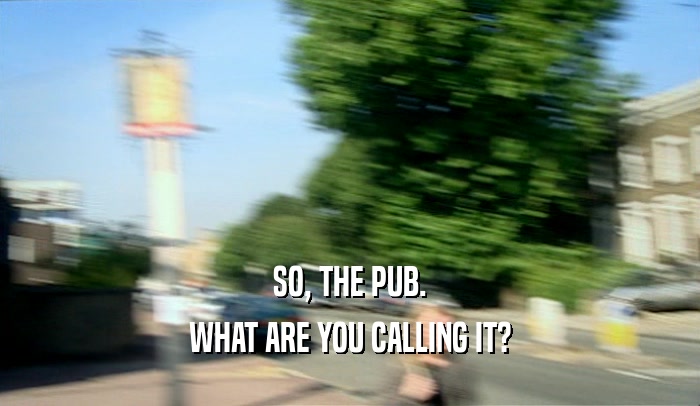 SO, THE PUB. WHAT ARE YOU CALLING IT? 