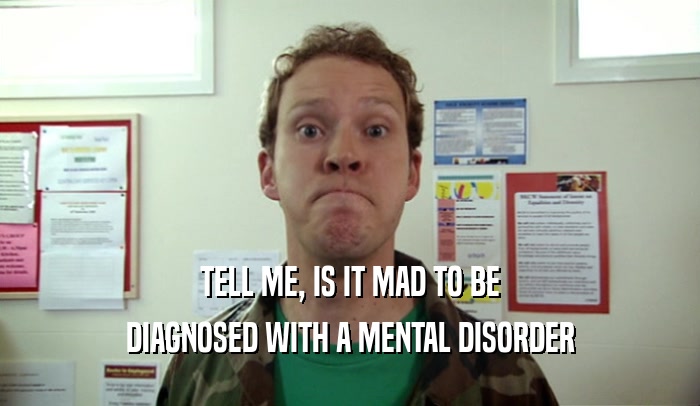 TELL ME, IS IT MAD TO BE DIAGNOSED WITH A MENTAL DISORDER 