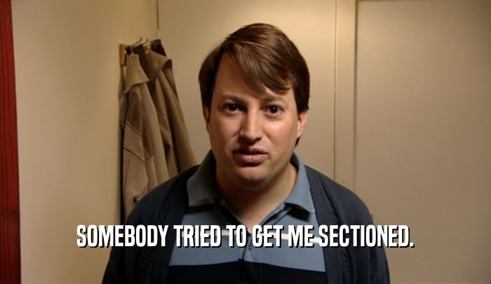 SOMEBODY TRIED TO GET ME SECTIONED.  