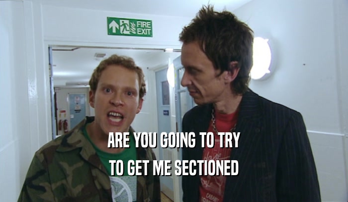 ARE YOU GOING TO TRY TO GET ME SECTIONED 