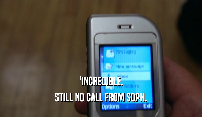 'INCREDIBLE. STILL NO CALL FROM SOPH. 