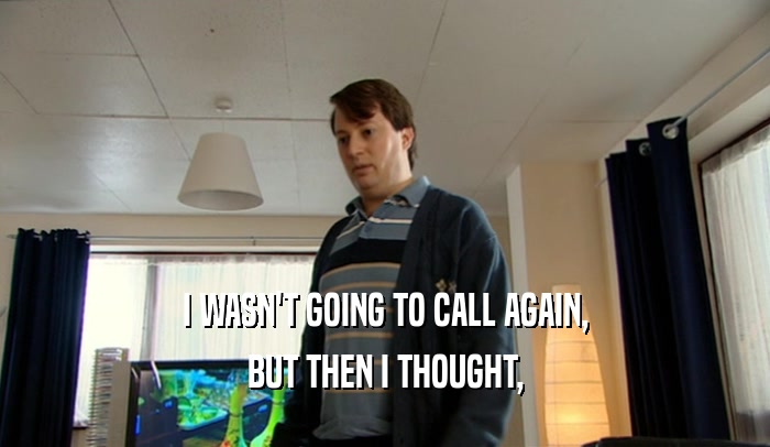 I WASN'T GOING TO CALL AGAIN, BUT THEN I THOUGHT, 