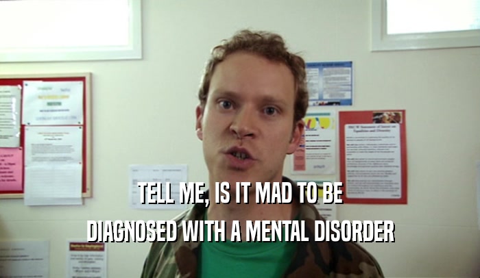TELL ME, IS IT MAD TO BE DIAGNOSED WITH A MENTAL DISORDER 