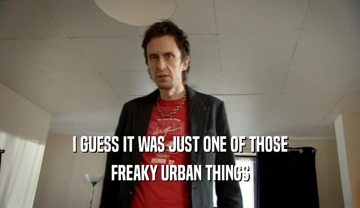 I GUESS IT WAS JUST ONE OF THOSE FREAKY URBAN THINGS 