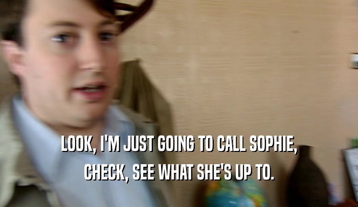 LOOK, I'M JUST GOING TO CALL SOPHIE, CHECK, SEE WHAT SHE'S UP TO. 