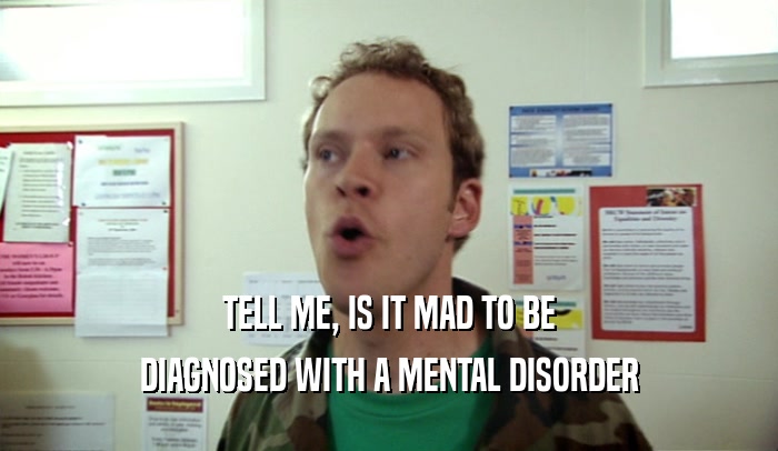 TELL ME, IS IT MAD TO BE DIAGNOSED WITH A MENTAL DISORDER 