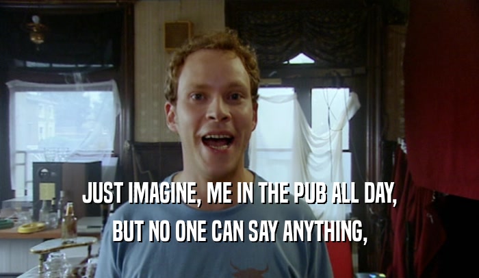 JUST IMAGINE, ME IN THE PUB ALL DAY, BUT NO ONE CAN SAY ANYTHING, 