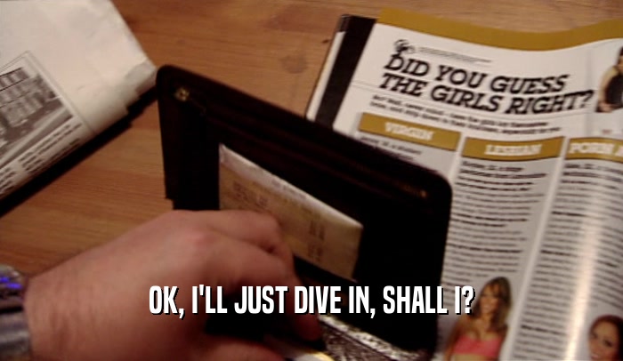 OK, I'LL JUST DIVE IN, SHALL I?  