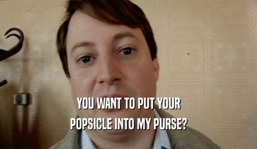 YOU WANT TO PUT YOUR POPSICLE INTO MY PURSE? 