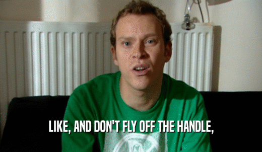 LIKE, AND DON'T FLY OFF THE HANDLE,  