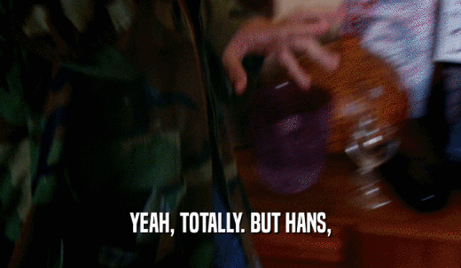 YEAH, TOTALLY. BUT HANS,  