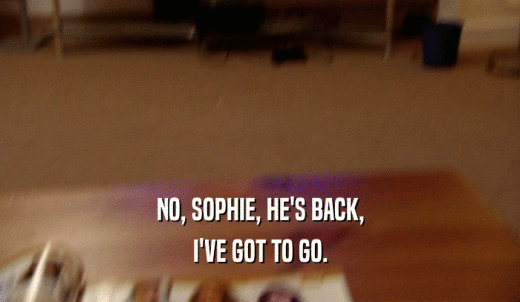 NO, SOPHIE, HE'S BACK, I'VE GOT TO GO. 