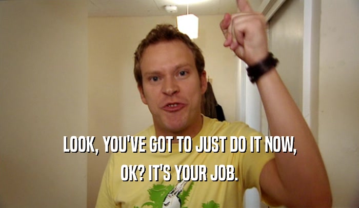 LOOK, YOU'VE GOT TO JUST DO IT NOW, OK? IT'S YOUR JOB. 
