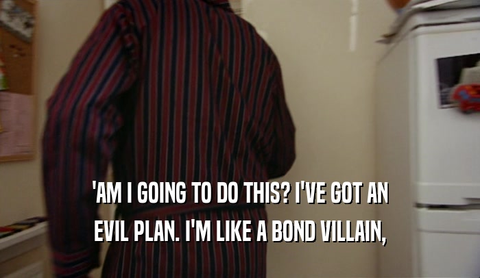 'AM I GOING TO DO THIS? I'VE GOT AN EVIL PLAN. I'M LIKE A BOND VILLAIN, 