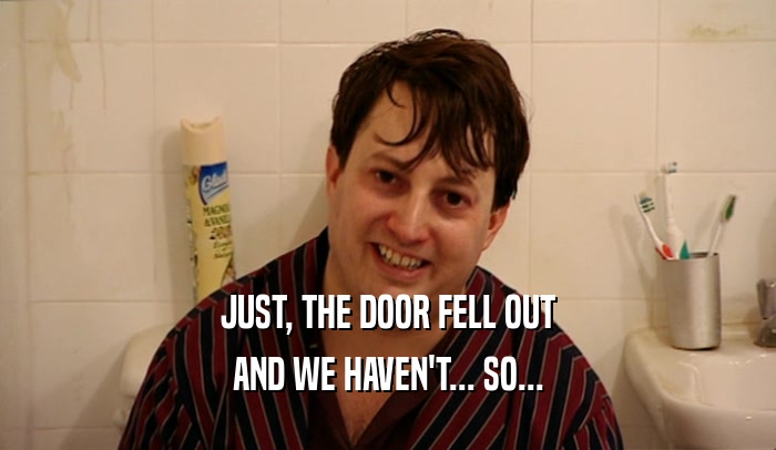 JUST, THE DOOR FELL OUT AND WE HAVEN'T... SO... 