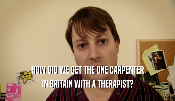HOW DID WE GET THE ONE CARPENTER IN BRITAIN WITH A THERAPIST? 
