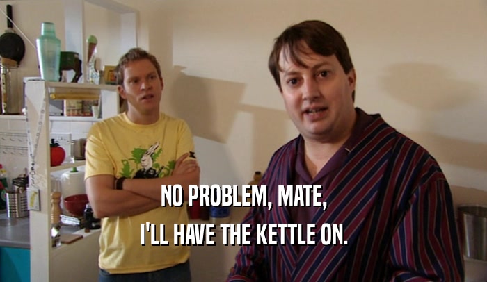 NO PROBLEM, MATE,
 I'LL HAVE THE KETTLE ON.
 