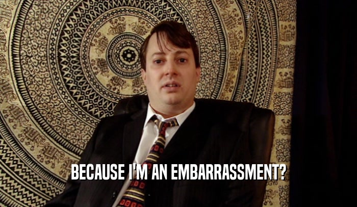 BECAUSE I'M AN EMBARRASSMENT?  