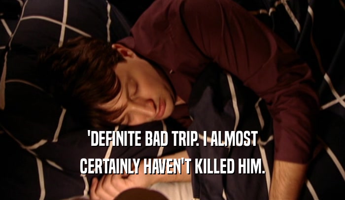 'DEFINITE BAD TRIP. I ALMOST CERTAINLY HAVEN'T KILLED HIM. 