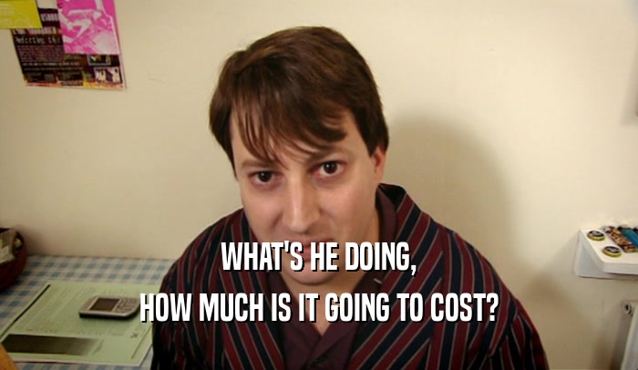 WHAT'S HE DOING, HOW MUCH IS IT GOING TO COST? 