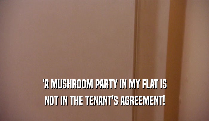 'A MUSHROOM PARTY IN MY FLAT IS NOT IN THE TENANT'S AGREEMENT! 