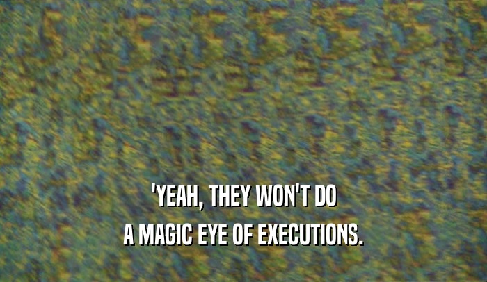 'YEAH, THEY WON'T DO
 A MAGIC EYE OF EXECUTIONS.
 