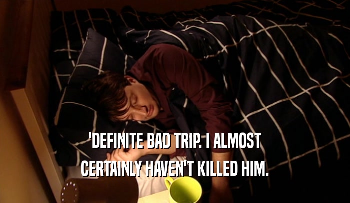 'DEFINITE BAD TRIP. I ALMOST CERTAINLY HAVEN'T KILLED HIM. 