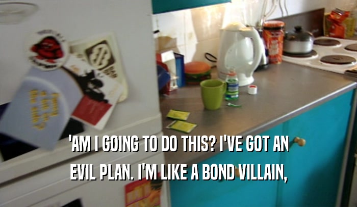 'AM I GOING TO DO THIS? I'VE GOT AN EVIL PLAN. I'M LIKE A BOND VILLAIN, 