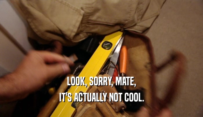 LOOK, SORRY, MATE, IT'S ACTUALLY NOT COOL. 