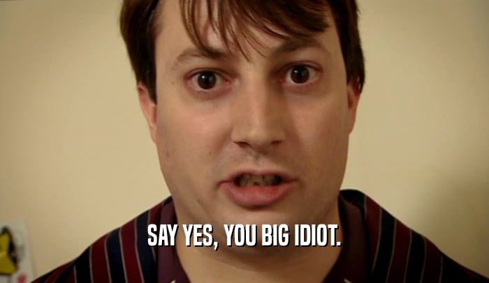 SAY YES, YOU BIG IDIOT.  