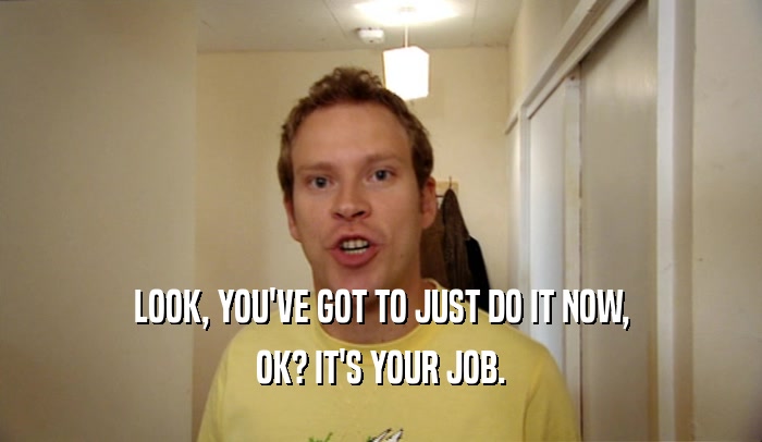 LOOK, YOU'VE GOT TO JUST DO IT NOW, OK? IT'S YOUR JOB. 
