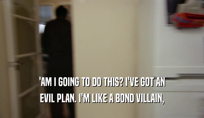 'AM I GOING TO DO THIS? I'VE GOT AN EVIL PLAN. I'M LIKE A BOND VILLAIN, 