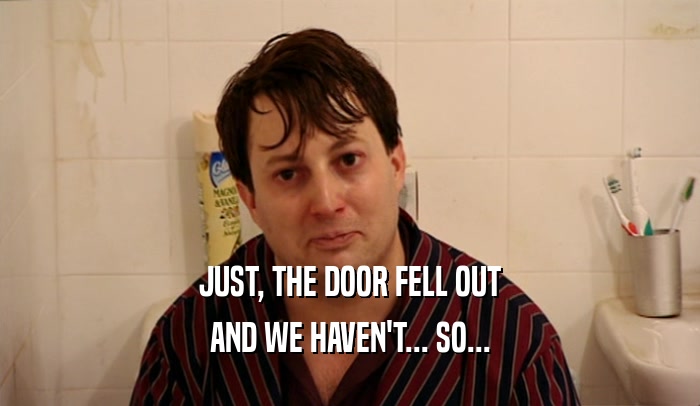 JUST, THE DOOR FELL OUT AND WE HAVEN'T... SO... 