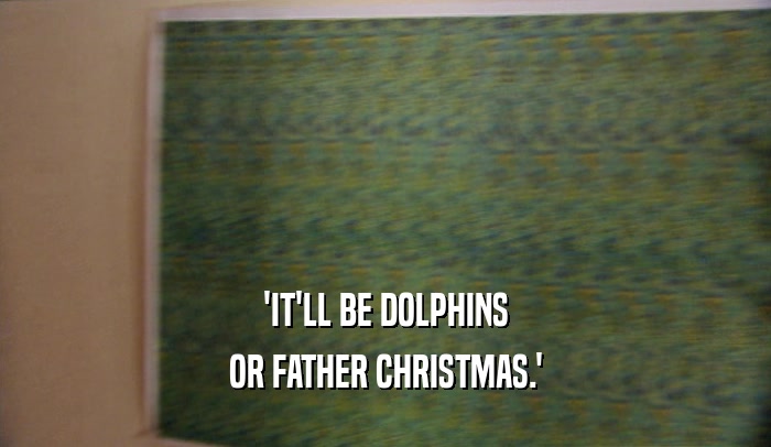 'IT'LL BE DOLPHINS OR FATHER CHRISTMAS.' 