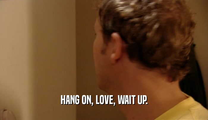 HANG ON, LOVE, WAIT UP.  