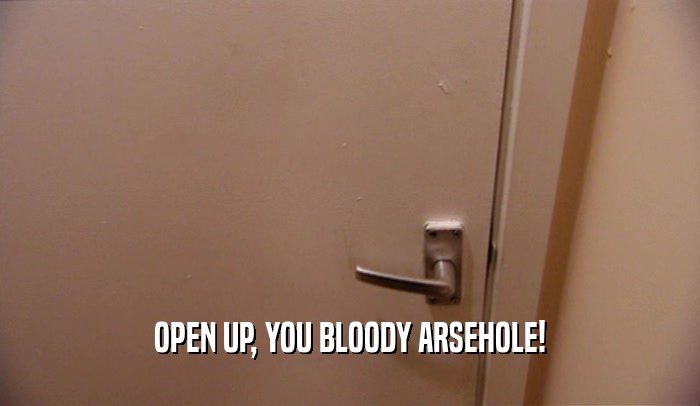 OPEN UP, YOU BLOODY ARSEHOLE!
  
