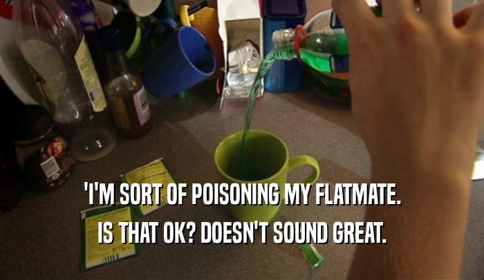 'I'M SORT OF POISONING MY FLATMATE. IS THAT OK? DOESN'T SOUND GREAT. 