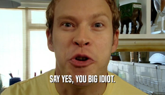SAY YES, YOU BIG IDIOT.  